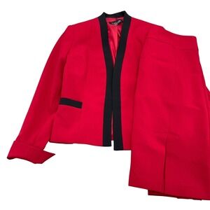 Black Label Evan‎ Picone Suit Women 6 Red Black Double Pleat Skirt Classic Party